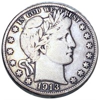 1913-D Barber Half Dollar ABOUT UNCIRCULATED