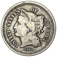 1868 Three Cent Nickel NICELY CIRCULATED