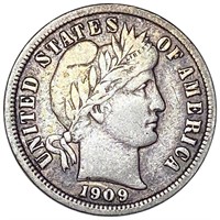 1909 Barber Dime ABOUT UNCIRCULATED