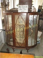 Antique Bow Front 3 Shelf Curio Display Cabinet
