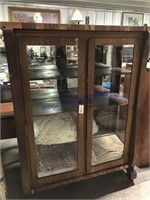 Glass-front cabinet, 17 x 43 x 57" tall,