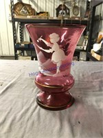 Pink etched vase