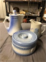 Blue & White Pottery Club pitchers, Butter crock