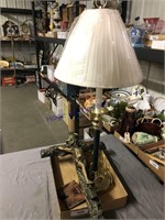 Cross figurine, souvenir wallet, table lamp