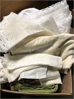 Lace tablecloths, linens, dresser scarves