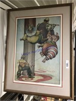 Clown framed picture, 25 x 32.5
