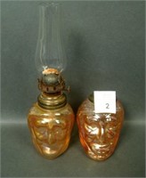 Pair of Marigold Witches Head Miniature Oil Lamps