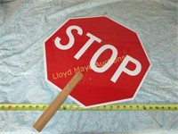 Crossing Guard Metal STOP Sign w/ Wood Handle