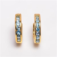 $180 Silver Blue Topaz(1.1ct) Earrings