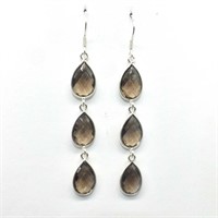 $180 Silver Smokey(19.9ct) Earrings