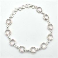 $180 Silver Rose Quartz(12.6ct) Bracelet
