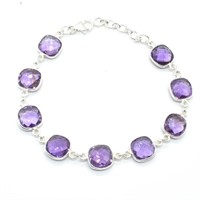 $240 Silver Amethyst(21.6ct) Bracelet