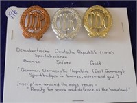 East German DDR Sportsbadges Bronze/Silver/Gold