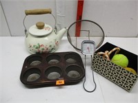 Cupcake Pan, Tea Pot and Misc Items
