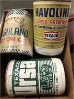 Assorted automotive product cans--Texaco, Thrifty