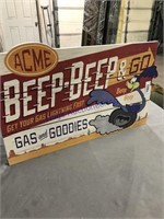 Acme Beep-Beep & Go wood sign, 14 x 23