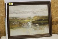 Original painting of a lakeside Signed Ackerman
