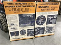 2 PLYMOUTH FRAMED ADS-APPROX  36"TX24"W