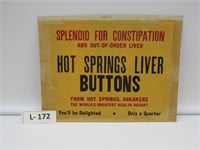 Vintage Hot Springs Liver Button Sign