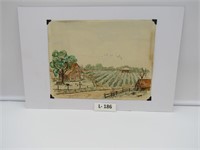 Cotton Field Warecolor Signed