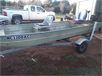 14' aluminum boat, motor, trailer,  trolling motor