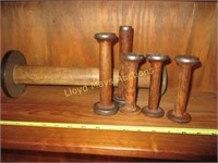 Antique Wood Commercial Thread Spools - 6pc