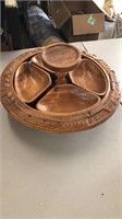 Carved wood condiment tray