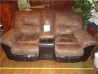 Leather Double Recliner Theater Seat Settee