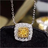 18k gold inlaid natural yellow diamond pendant