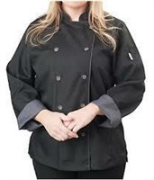 Mens Long Sleeve Active Chef Coat, Black with Slat