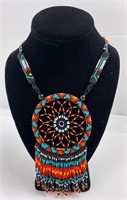 Beaded Montana Indian Dreamcatcher Necklace