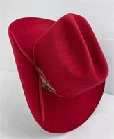 Red Chris Eddy Cowboy Hat Size 7 1/8 Made in USA