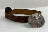 60's Vintage Cowboy Tooled Leather Belt and Buckle