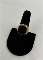 Men's Black Onyx 10k Gold Ring 8.28 Grams