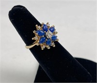 Lapis Lazuli Diamond Ladies 14k Gold Ring