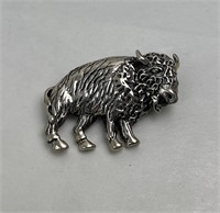 Sterling Silver Buffalo Pin Brooch 13.75 grams