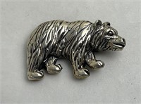 Sterling Silver Grizzly Bear Brooch Pin 10 Grams