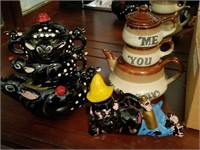 Tea Pots and Figurine
