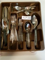 Silverware in tray w/extra bag of pieces