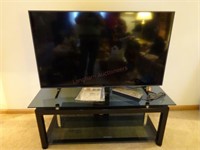 Samsung 55" TV, Glass TV Stand, etc.