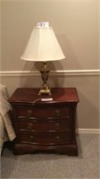 3 Drawer End Table And Nice Brass Lamp