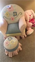 Child’s Chair And Foot Stool, Bunny Rabbit
