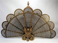 Brass Fire Fan, 25"T x 39" folded out, 9"W closed