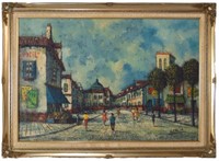 FRENCH SCHOOL MID CENTURY CITYSCAPE PAINTING