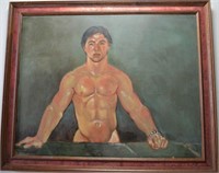 EROTIC PAINTING OF A HANDSOME MAN SIGNED PEMBERTON