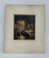 Woodblock Print - Judith Merkin - The Eavesdropper