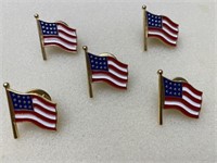 5, USA Flag Pins, Made in the USA