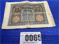 Reichsbank 100 Bundert Mark Berlin 1910-1920