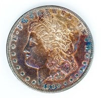 Coin 1886-P Morgan Silver Dollar -Rainbow Toned
