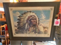 BEAUTIFUL FRAMED INDIAN CHIEF PRINT